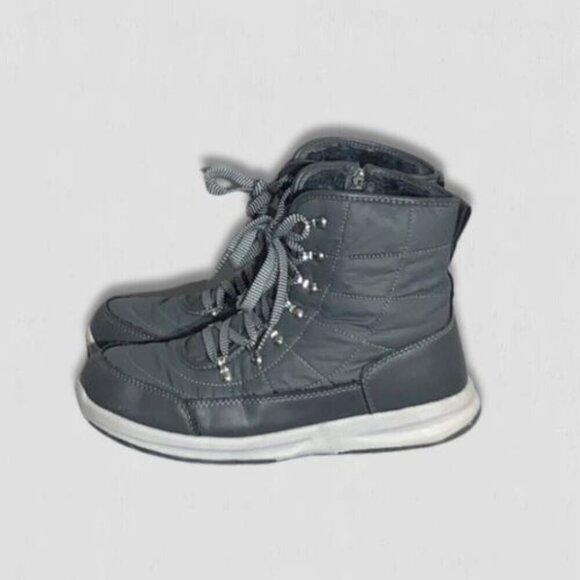 Weatherproof Snow Boots Gray Faux Fur Lining Lace Up W 9 - Picture 1 of 11